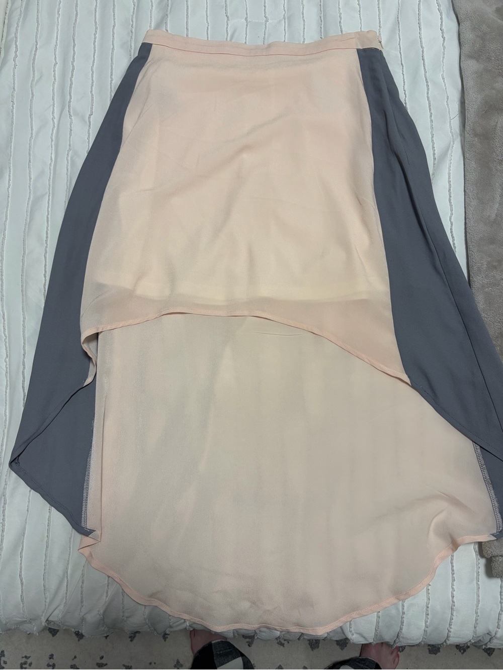 Forever 21 Blush Pink High-Low Chiffon Skirt with Gray Panels